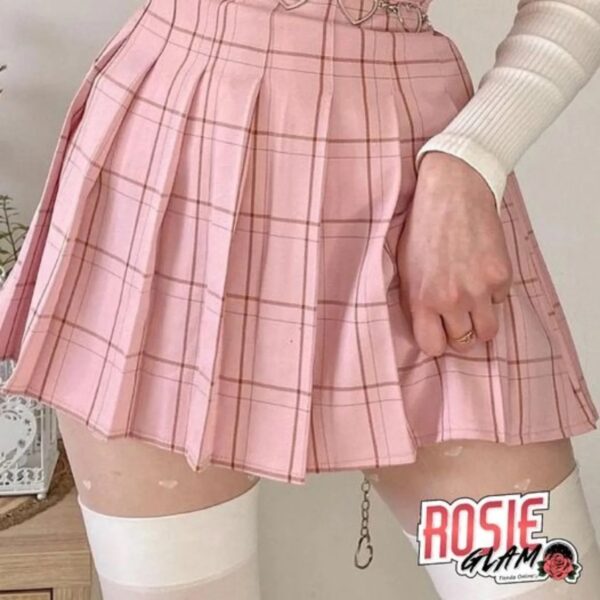 Falda de Prenses Rosada a Cuadros