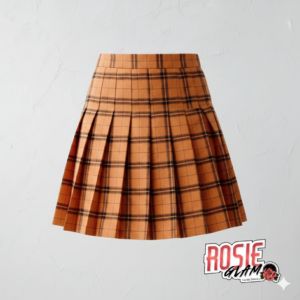 Falda Plisada Cuadros Naranja Escocés Mujer - Rosie Glam