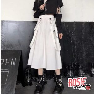 Falda Blanca Tirantes Removibles Cadenas Mujer – RosieGlam