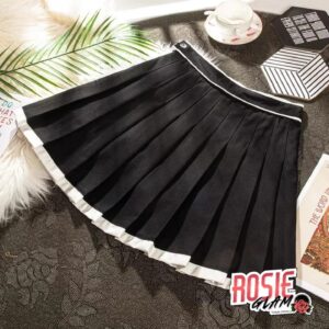 Falda Plisada Negra Borde Blanco - RosieGlam