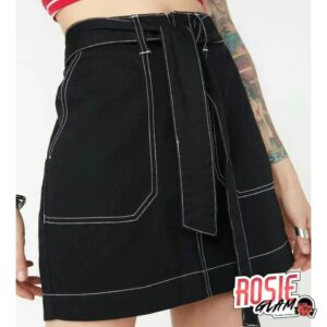 Falda Negra Costuras Contraste - RosieGlam