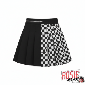 Falda Mitad Negra Mitad Cuadros Mujer - RosieGlam