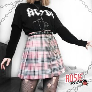 Falda Plisada Cuadros Rosa Mujer - RosieGlam