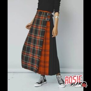 Falda Escocesa Hebillas Diseño Asimétrico Mujer - RosieGlam